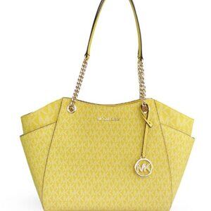 Michael Kors Jet Set Travel Large Chain MK Logo Shoulder Tote Bag Daisy Yellow